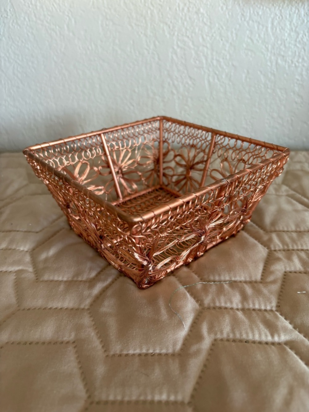 Decorative Woven Metal Trinket Bowl - Copper